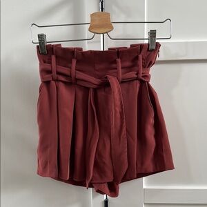 Express High Waist Red Shorts with Ruffled Waistband